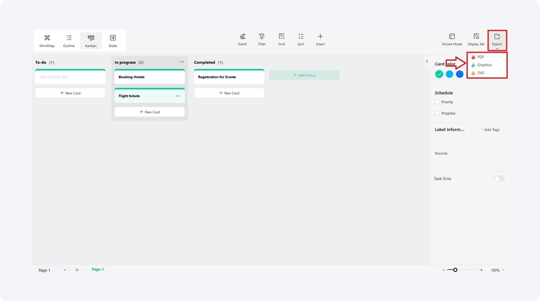 exporting kanban board