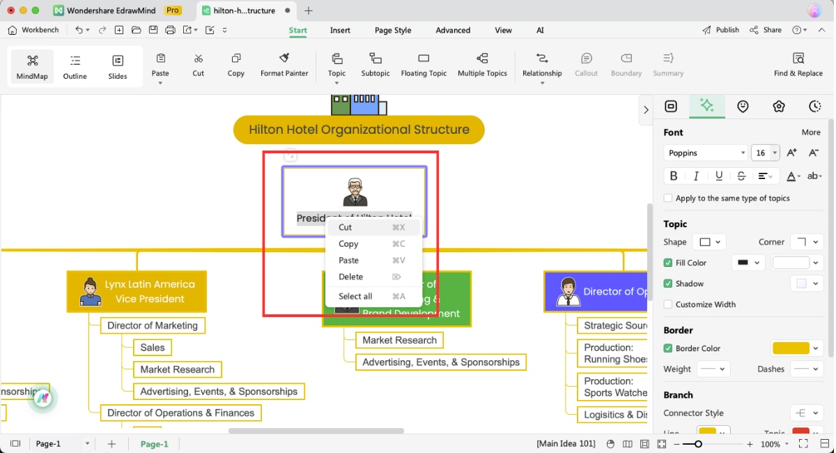 edit org chart title