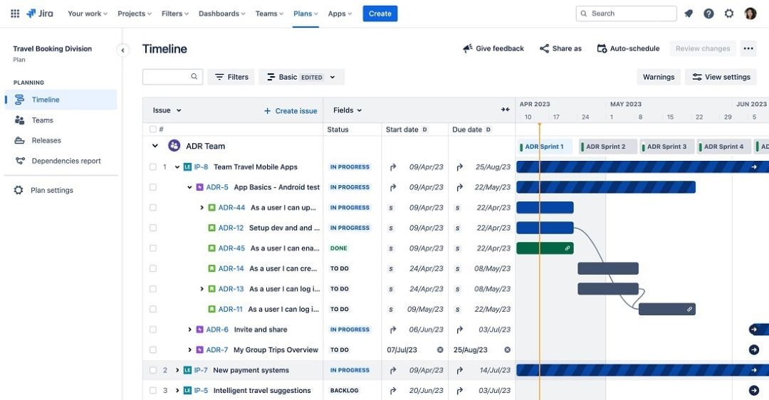 jira user interface