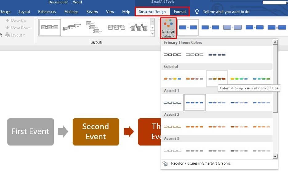 make timelines using word