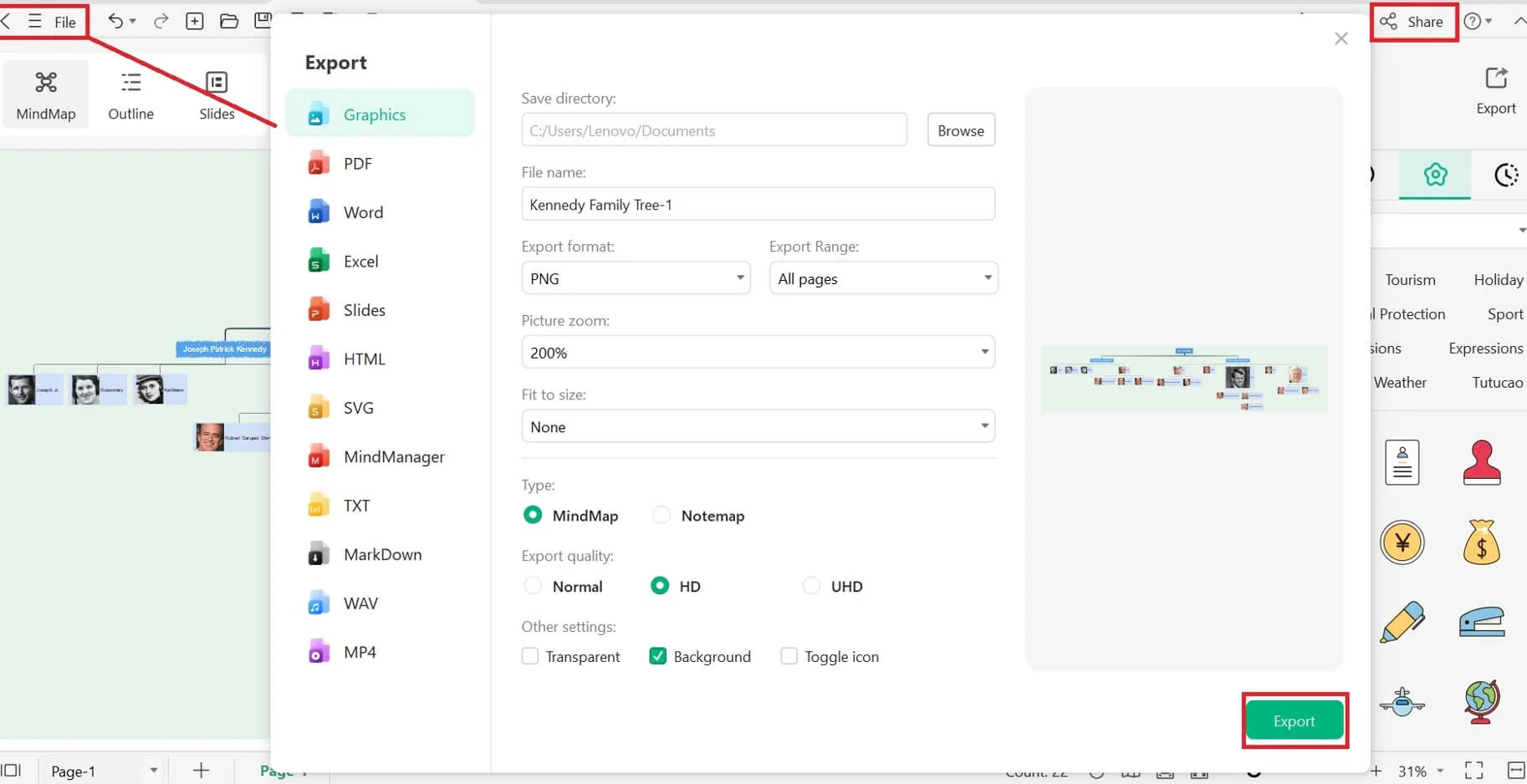 formats supported by edrawmind