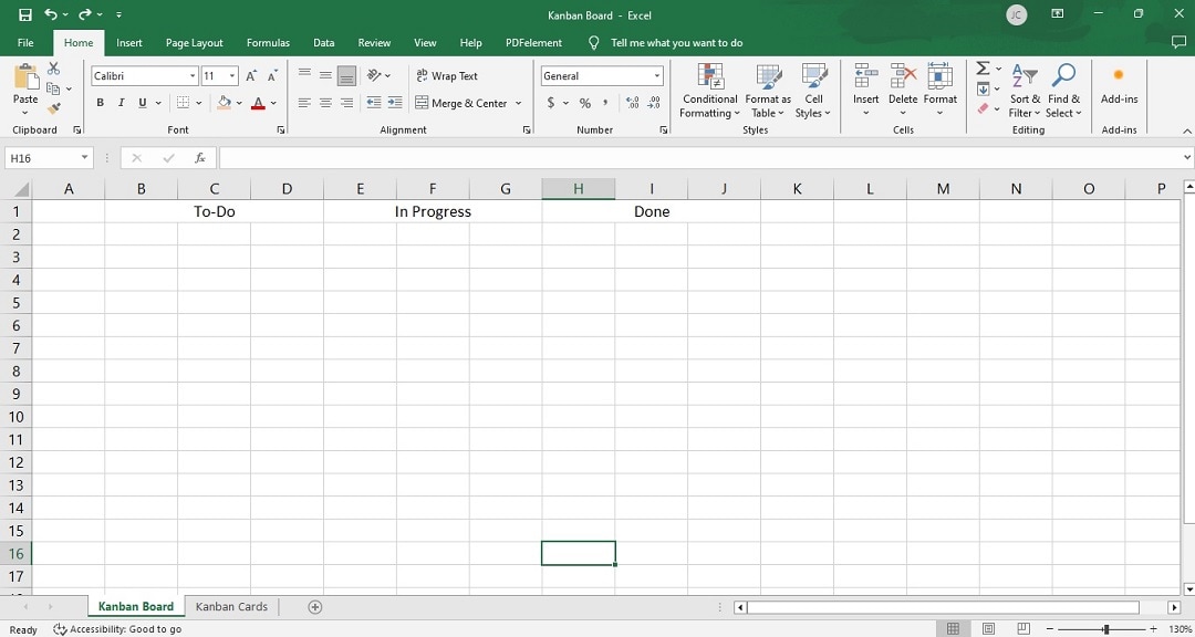 creating kanban in excel