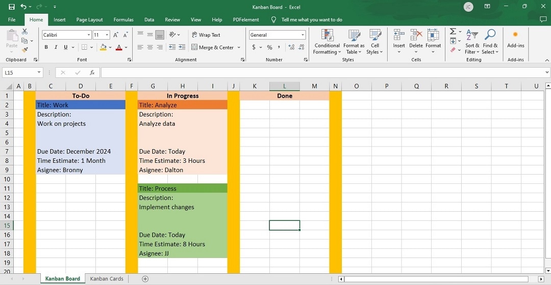 updated kanban board