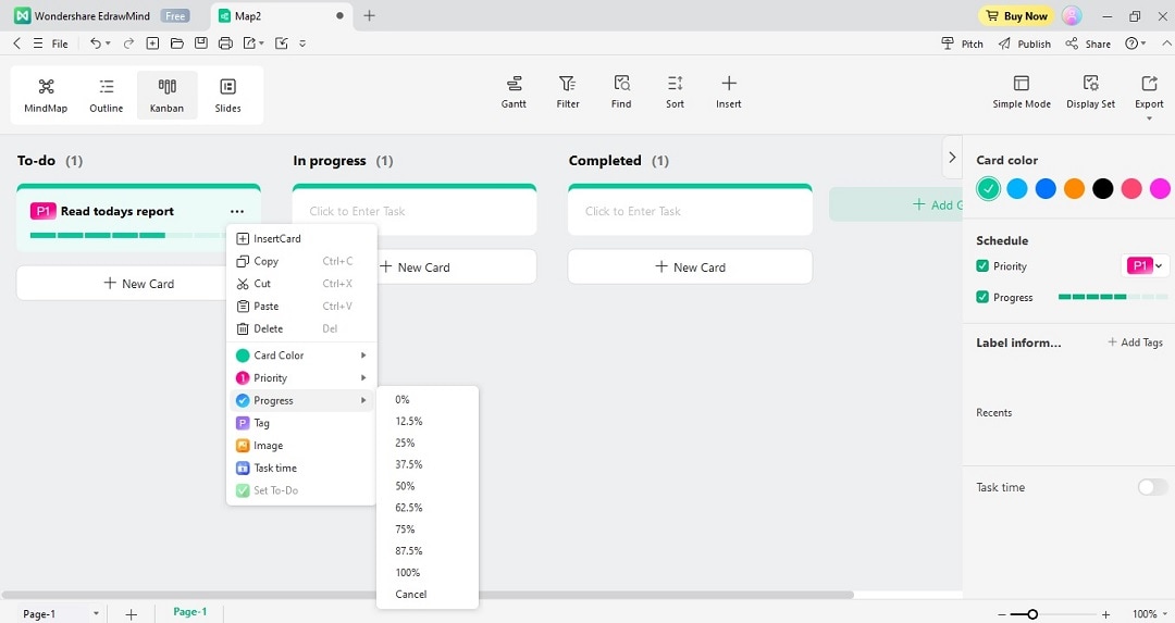 editing the kanban board