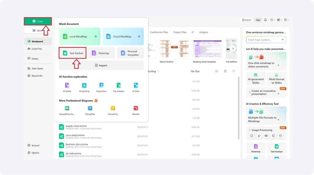 choose task kanban