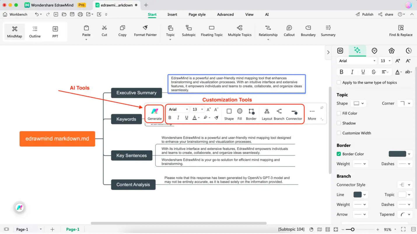 edrawmind mind map mode