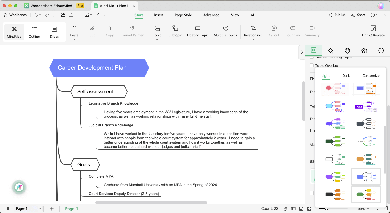 change theme in edrawmind