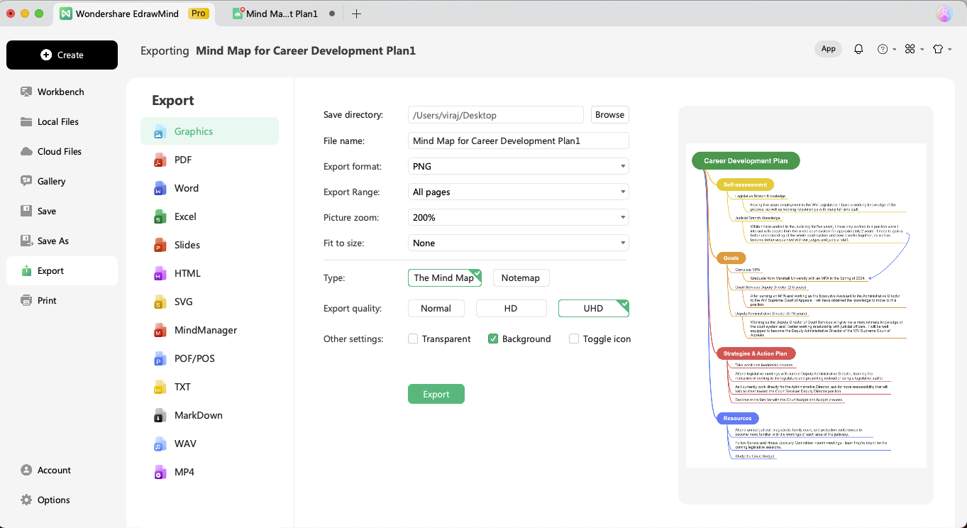 export mental map in edrawmind