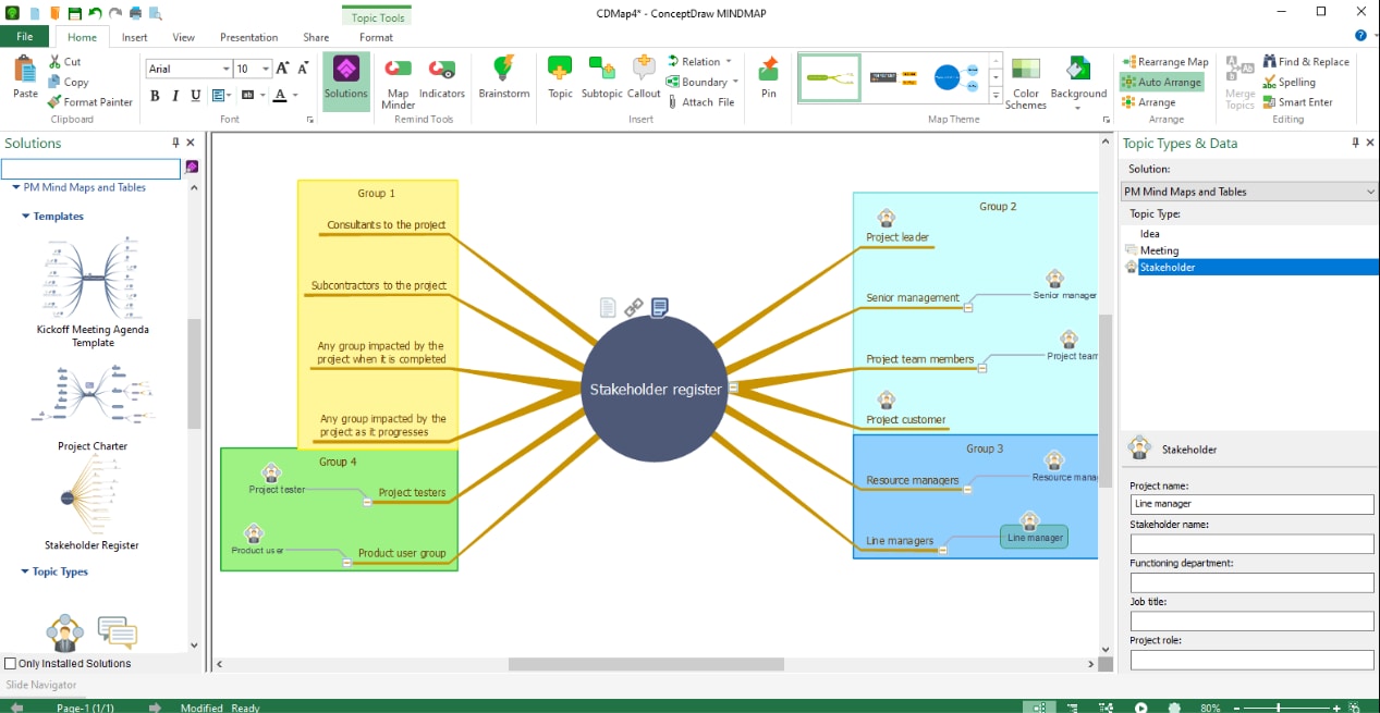 interface of ConceptDraw MINDMAP