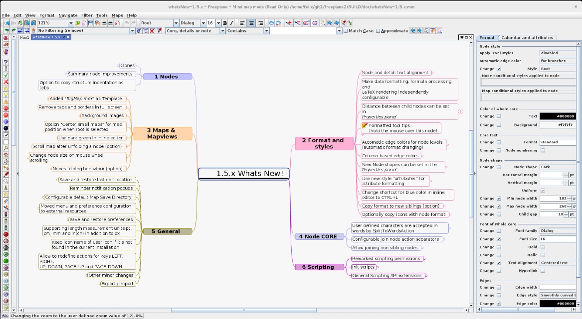 interface of Freeplane