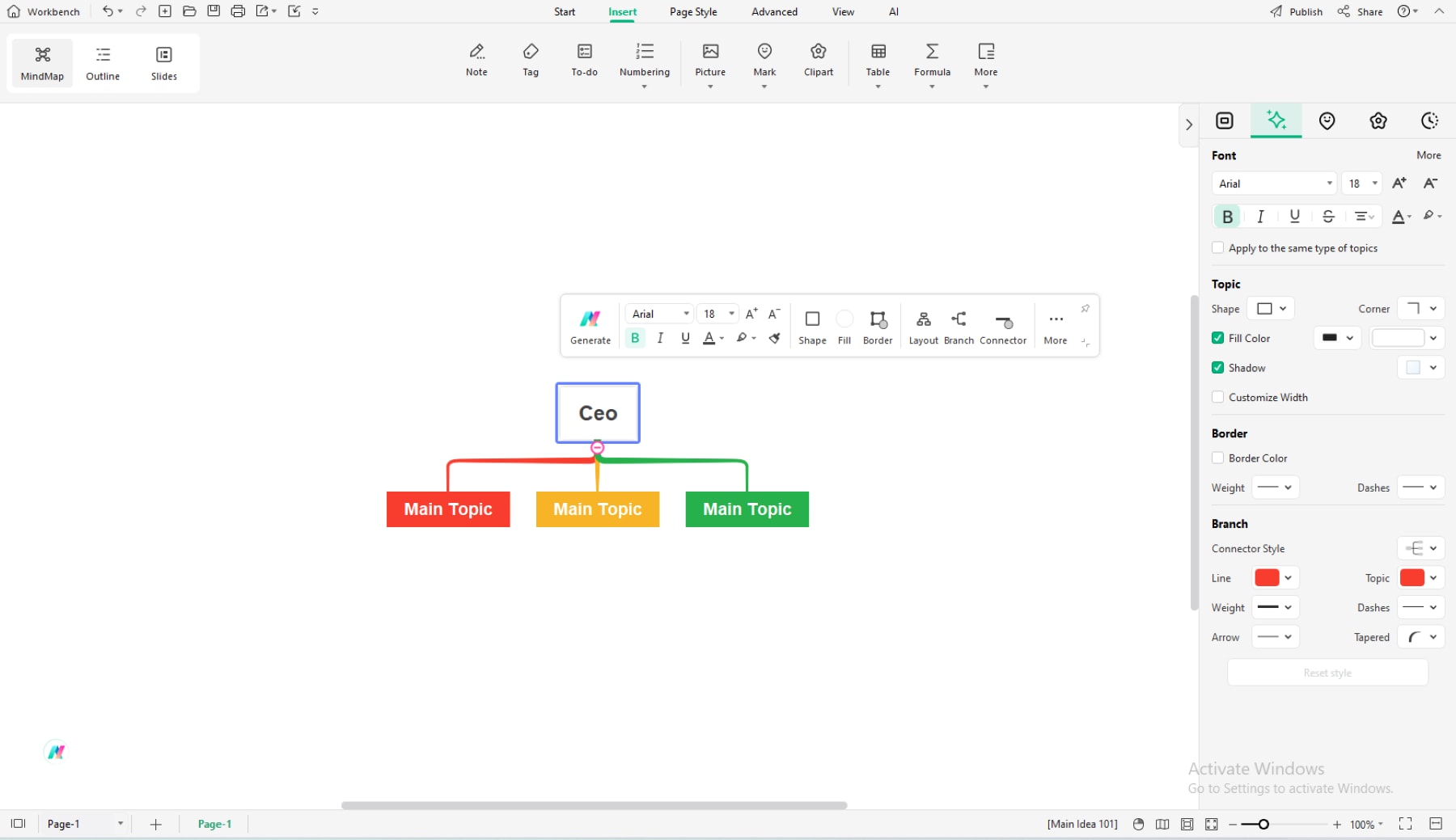 creating basic structure of org chart
