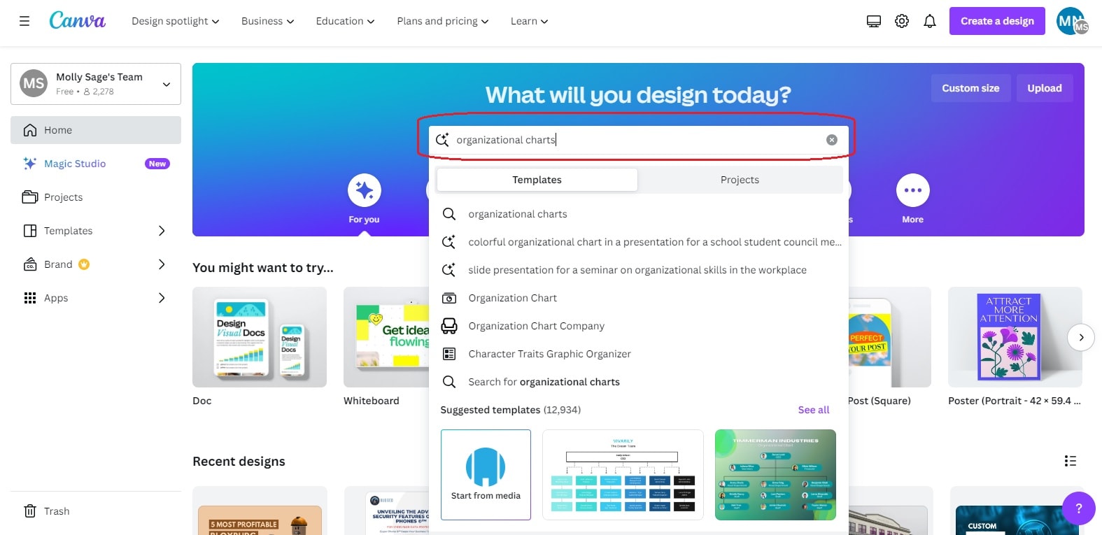 find org chart templates