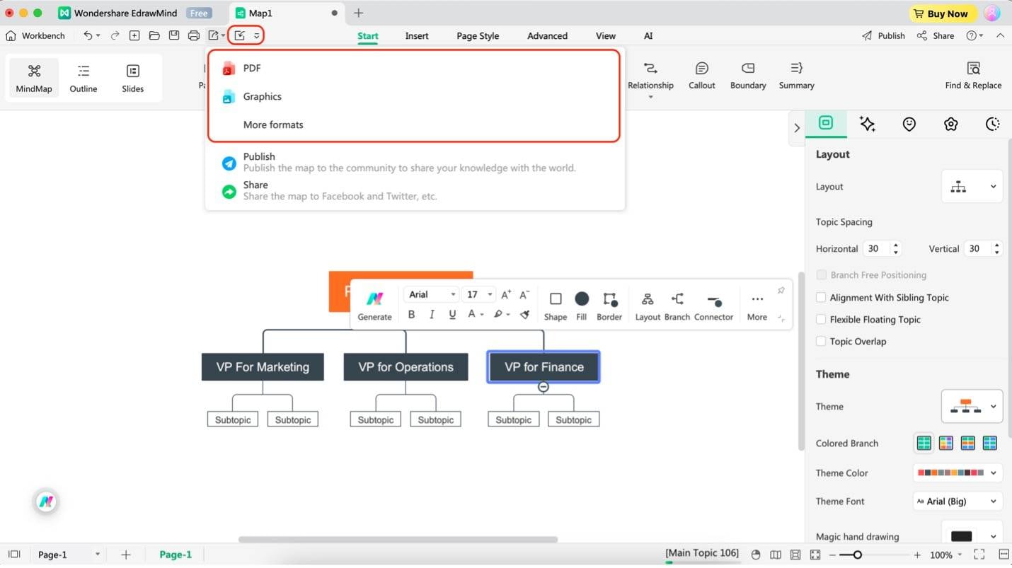 edrawmind export options