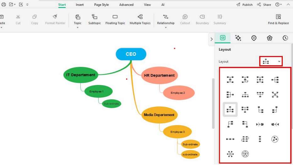   customizing org chart layout