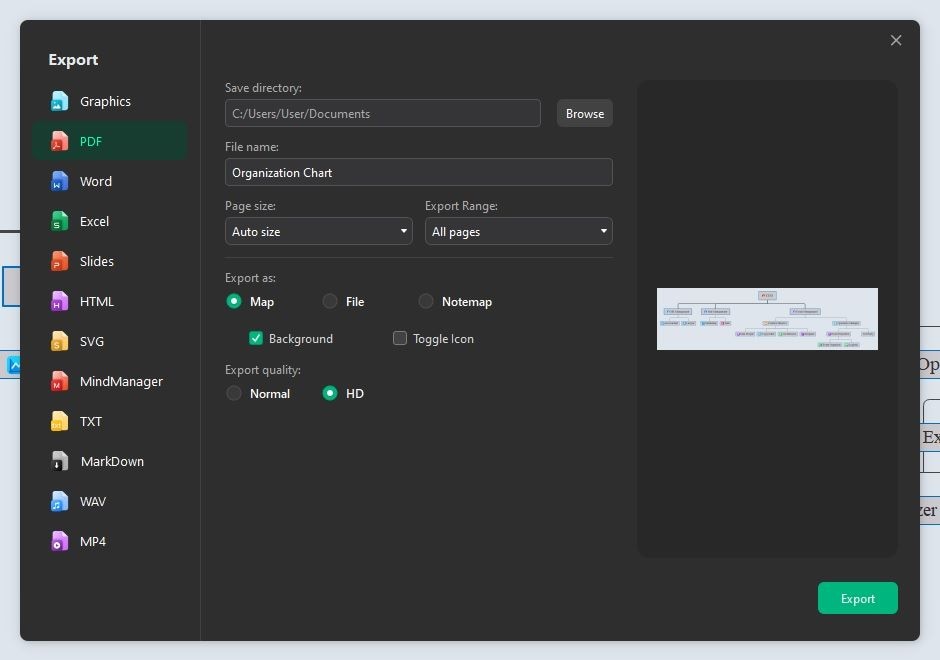 exporting the simple org chart