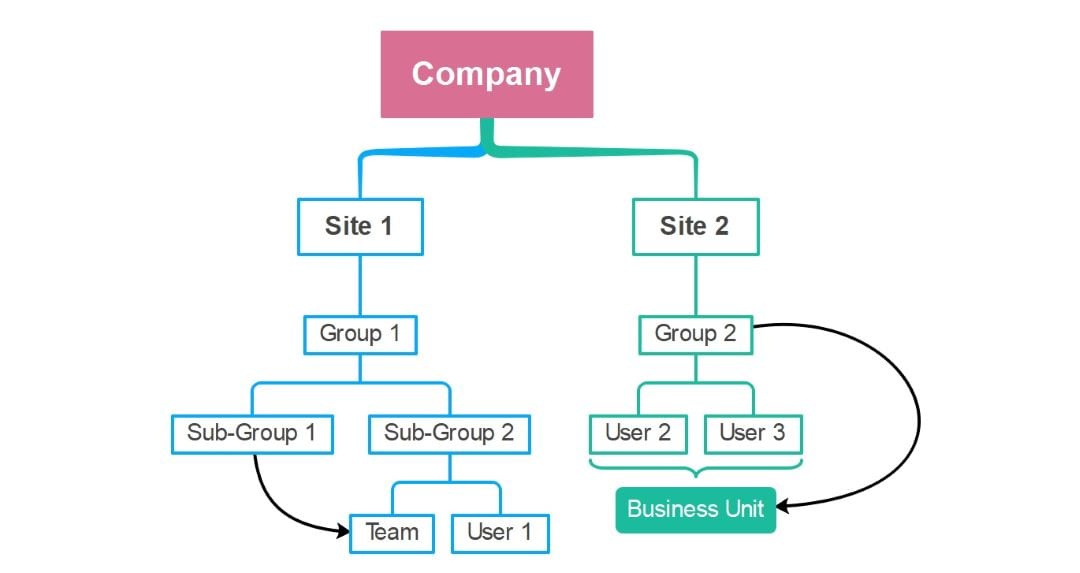 org chart from many sites