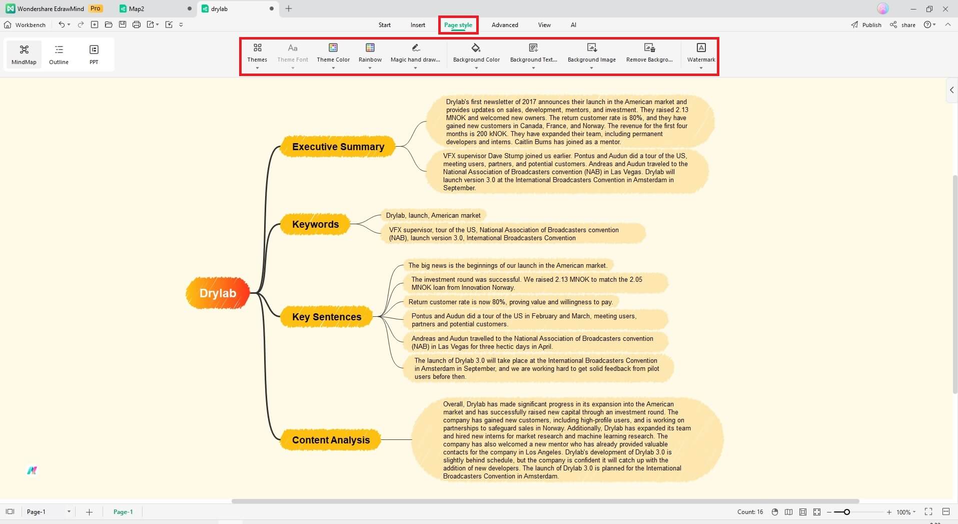 personalize o resumo do mapa mental