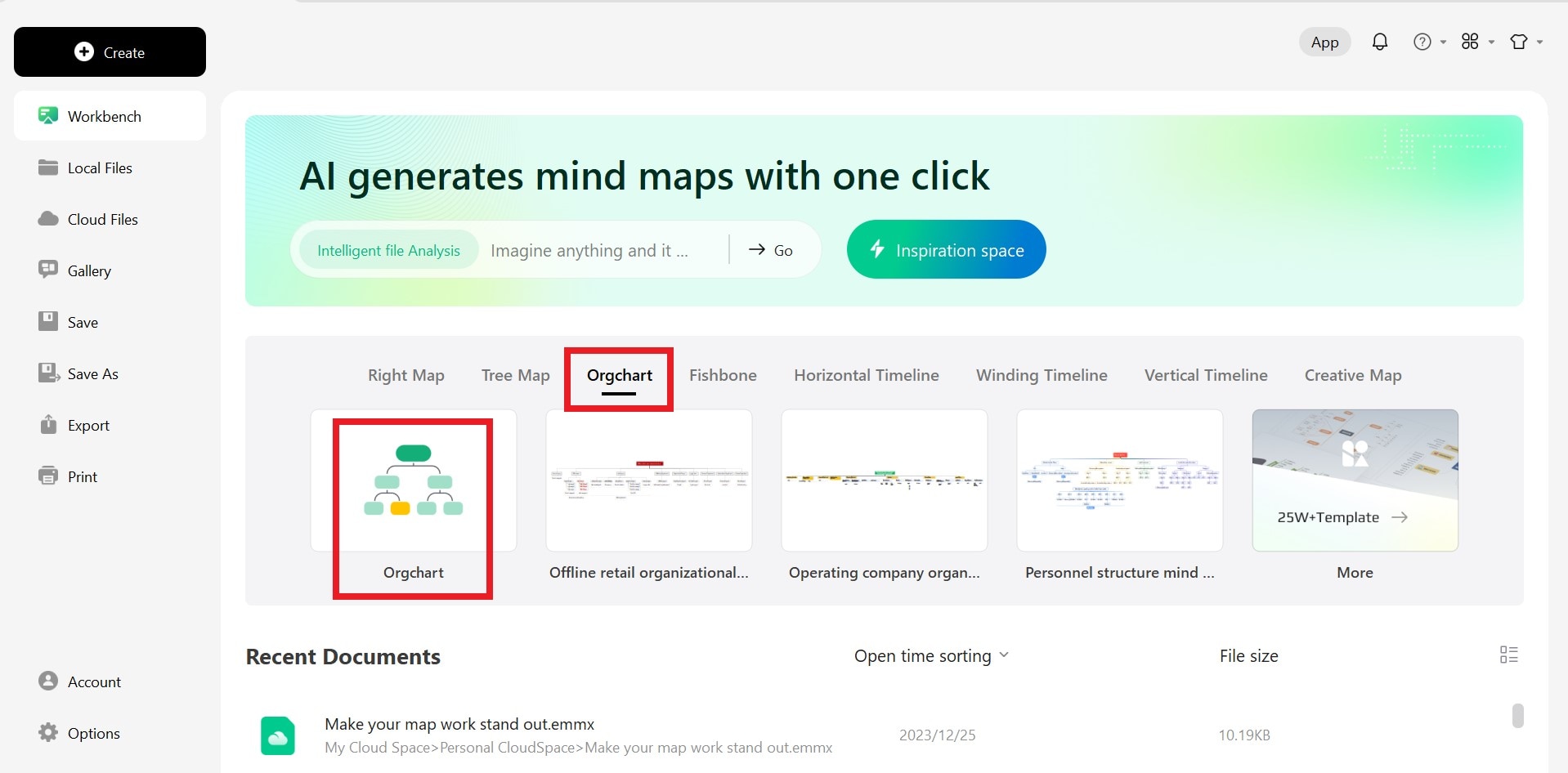 create a new org chart file