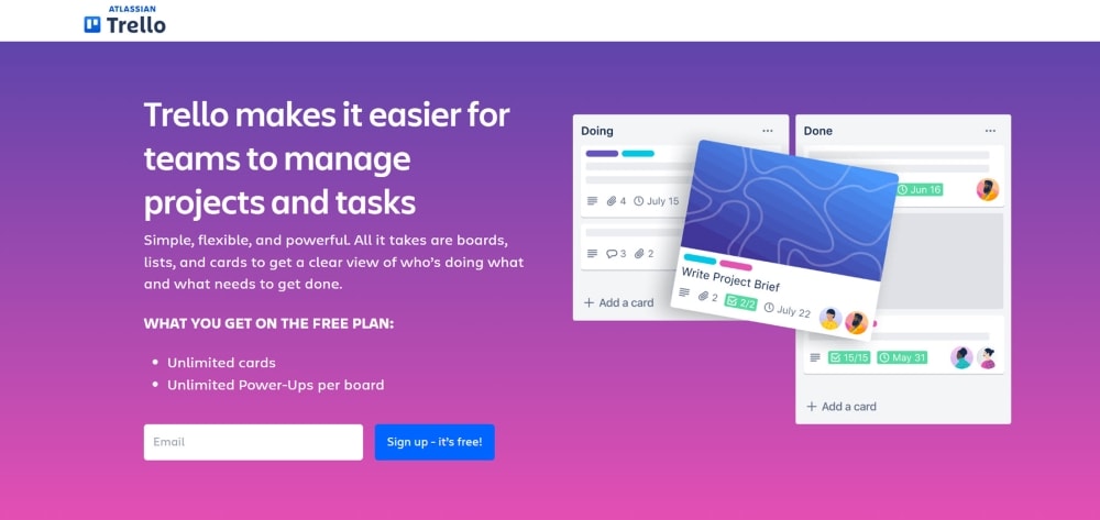 Trello home page