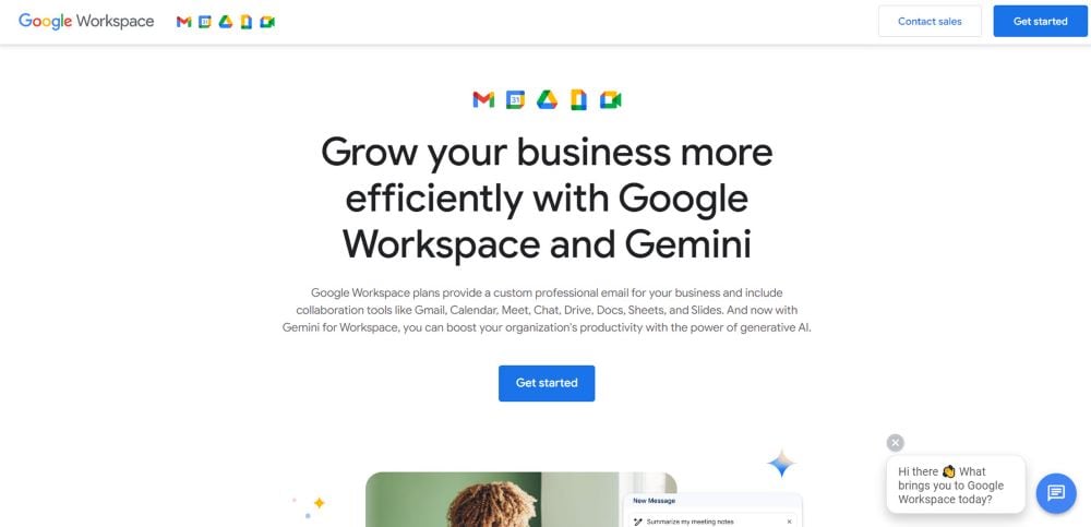 Official home screen of Google Workspace