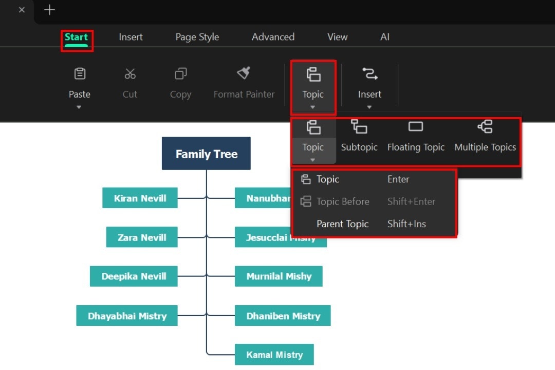 creating a family tree in edrawmind