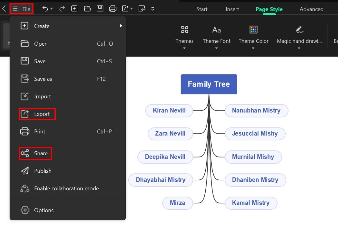 creating a family tree in edrawmind