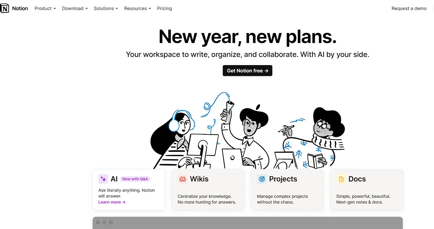 Notion home page