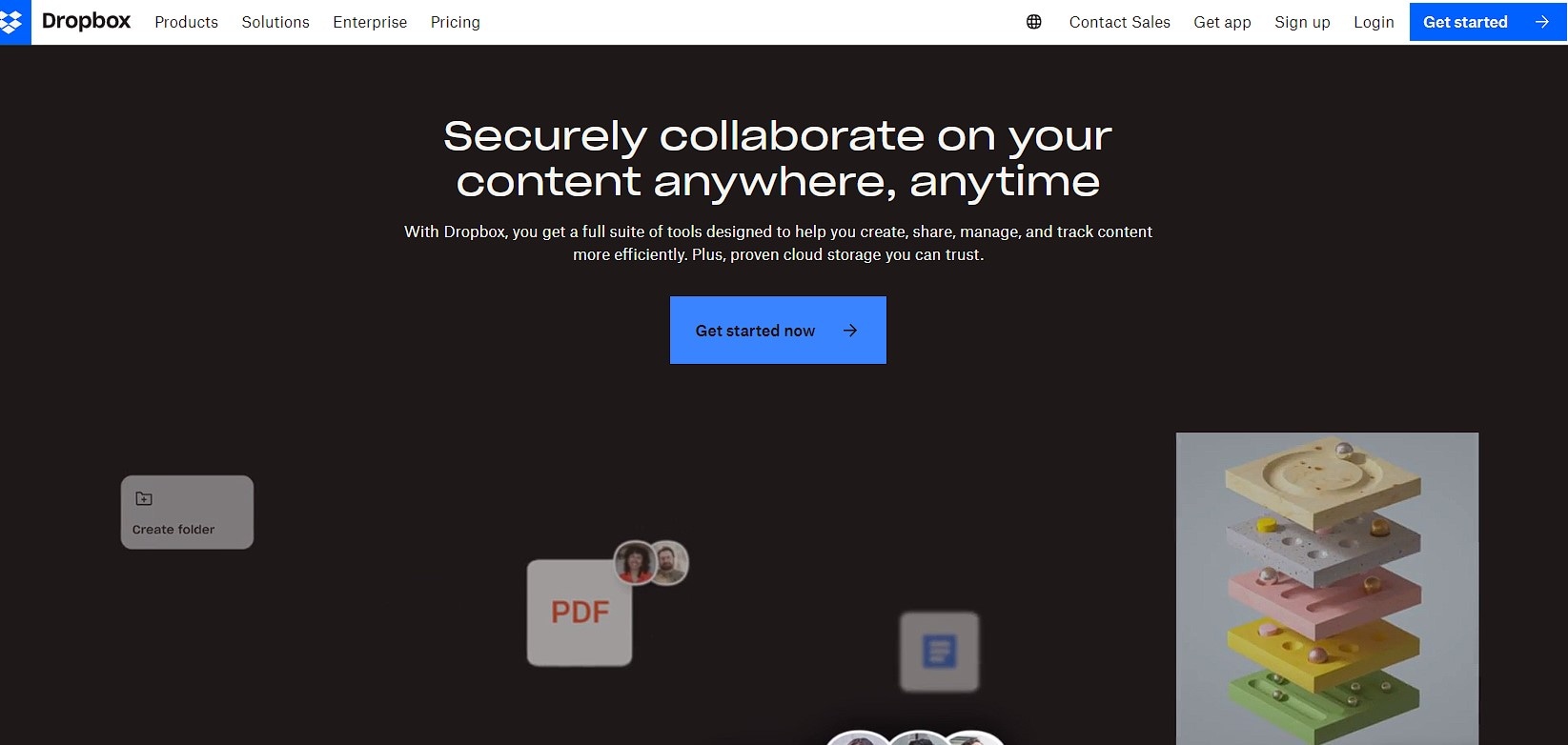 Dropbox for secure collaboration and time management