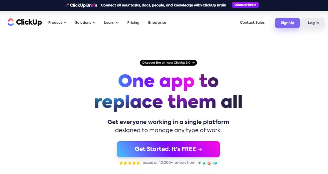 clickup home page