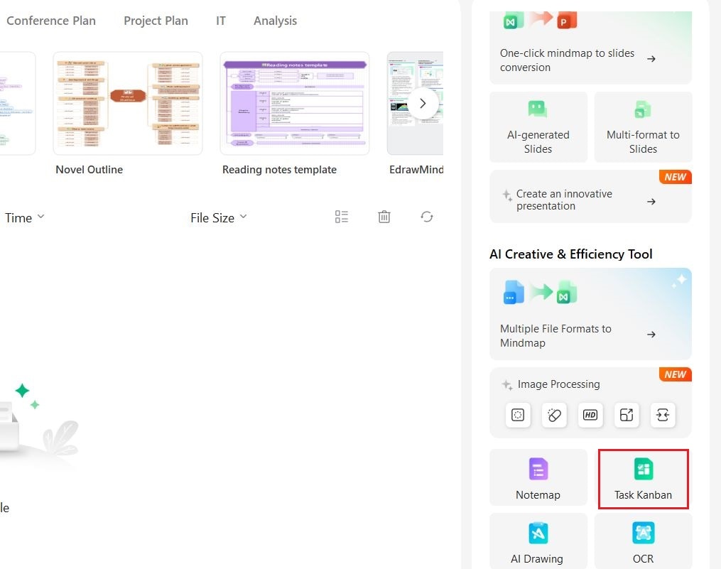 task kanban on edrawmind home page