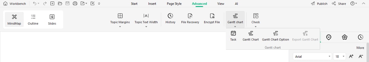 gantt chart advanced tab in edrawmind