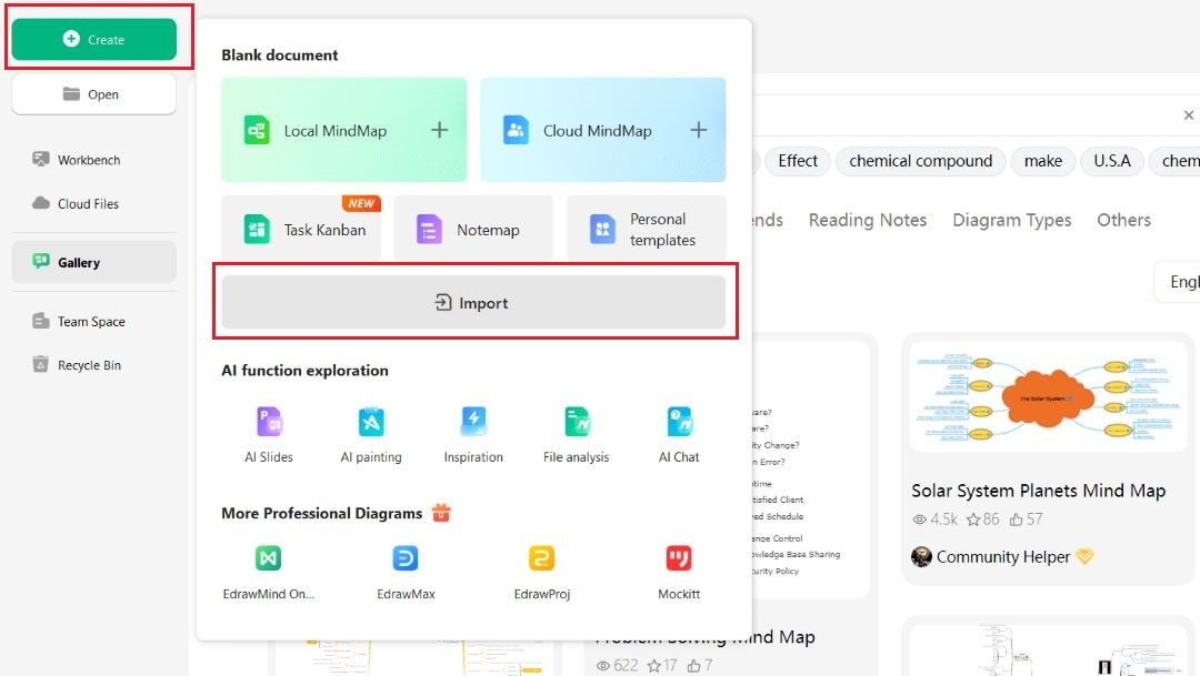 EdrawMind templates gallery