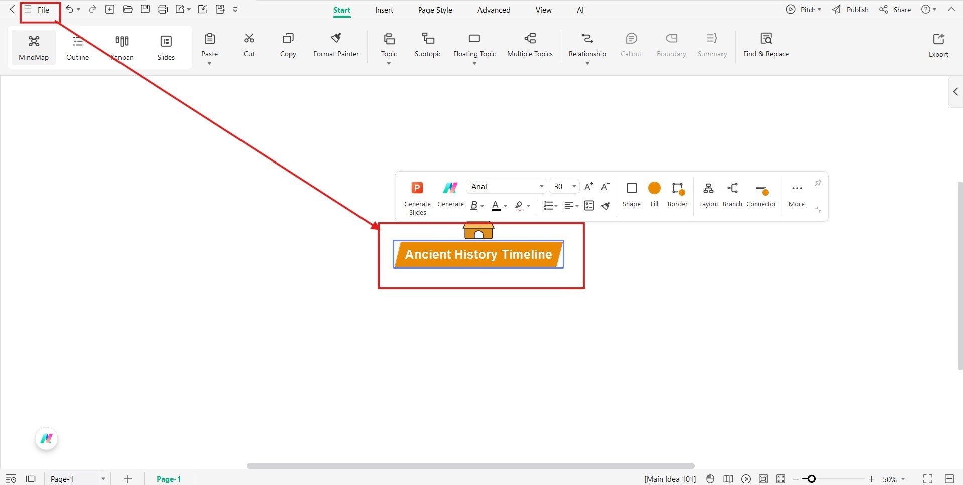 making a mind map from scratch