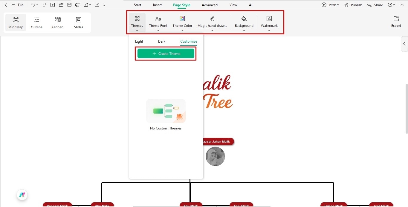adjust family tree details edrawmind