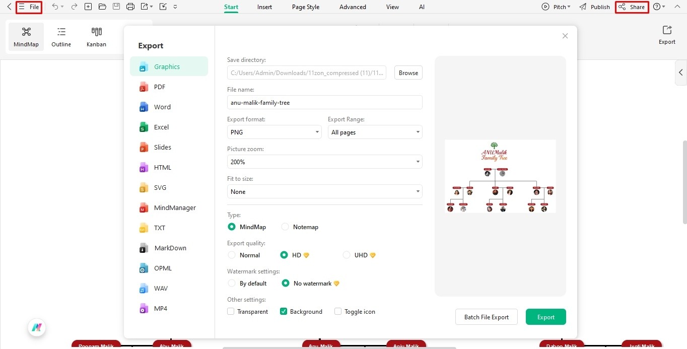 share and download family tree edrawmind