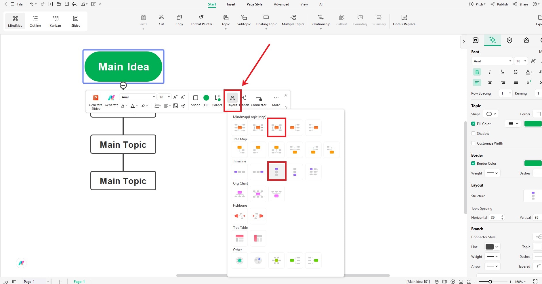 edrawmind change layout
