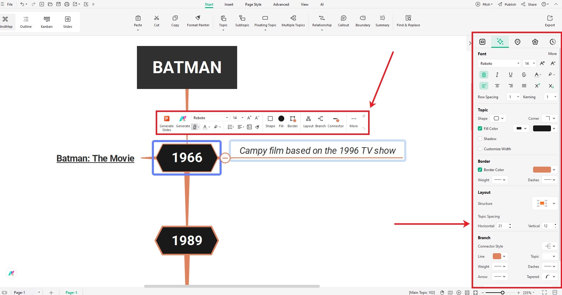 edrawmind customize timeline