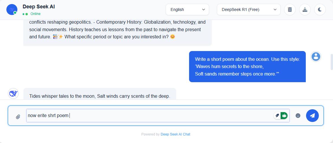 chat with deep seek via examples