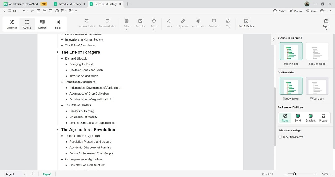 edrawmind outline mode