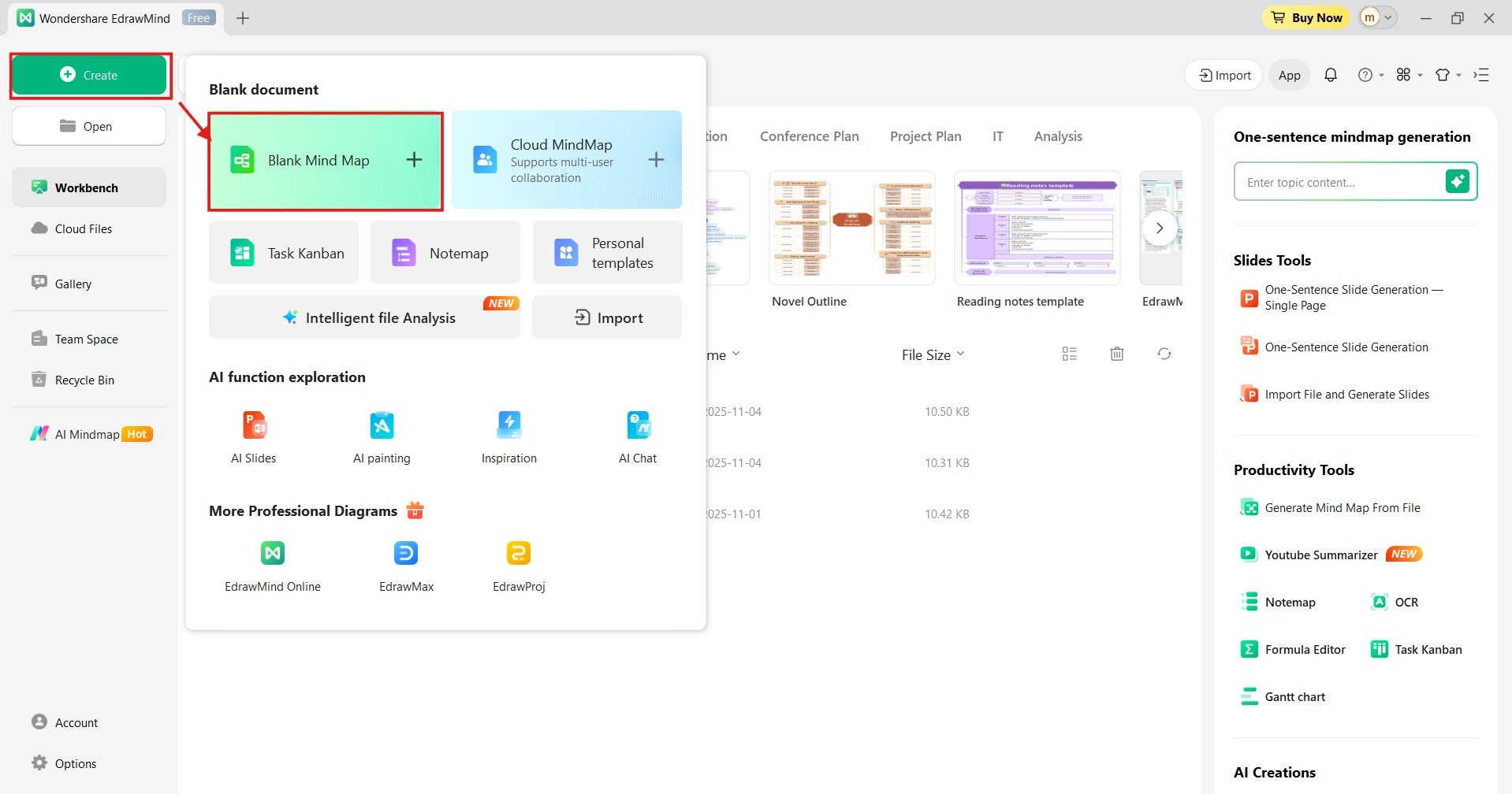 EdrawMind - creating a mind map from scratch
