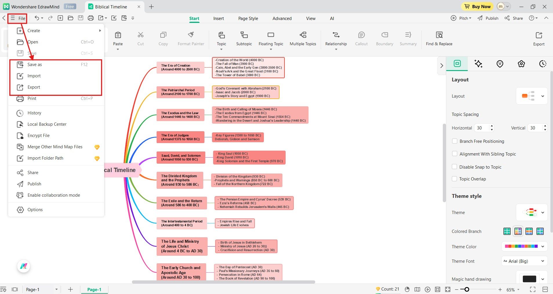 EdrawMind - exporting the jpg file after saving