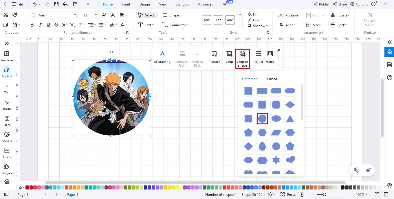 change image shape in edrawmax