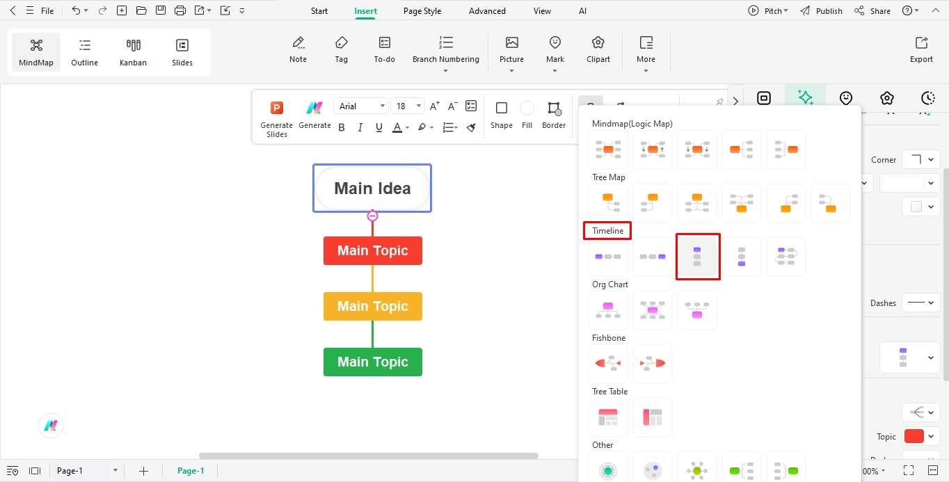 select timeline layout