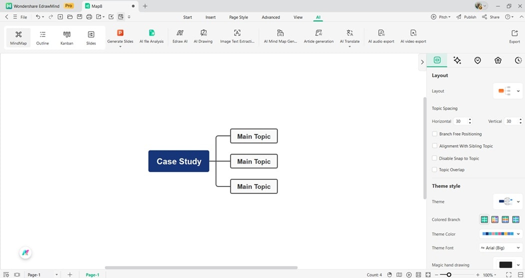 editing interface making central topic-step2