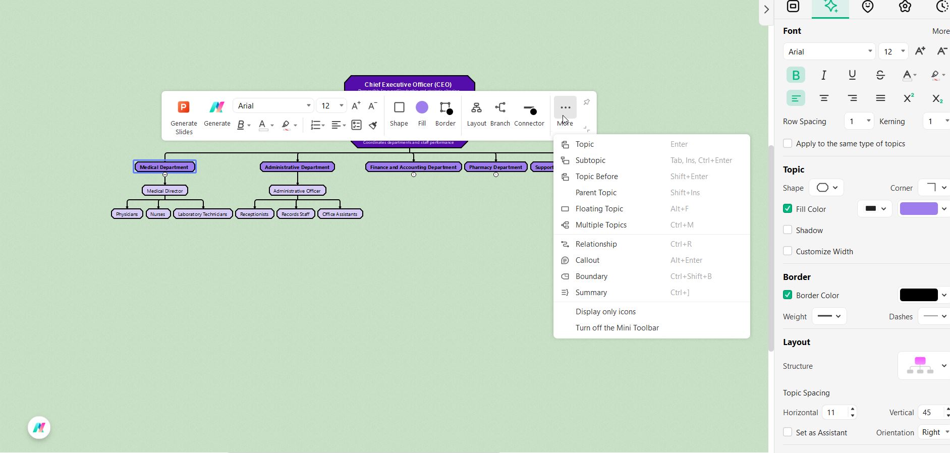 clinic org chart staff