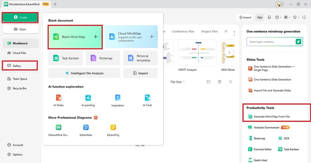 edrawmind desktop interface