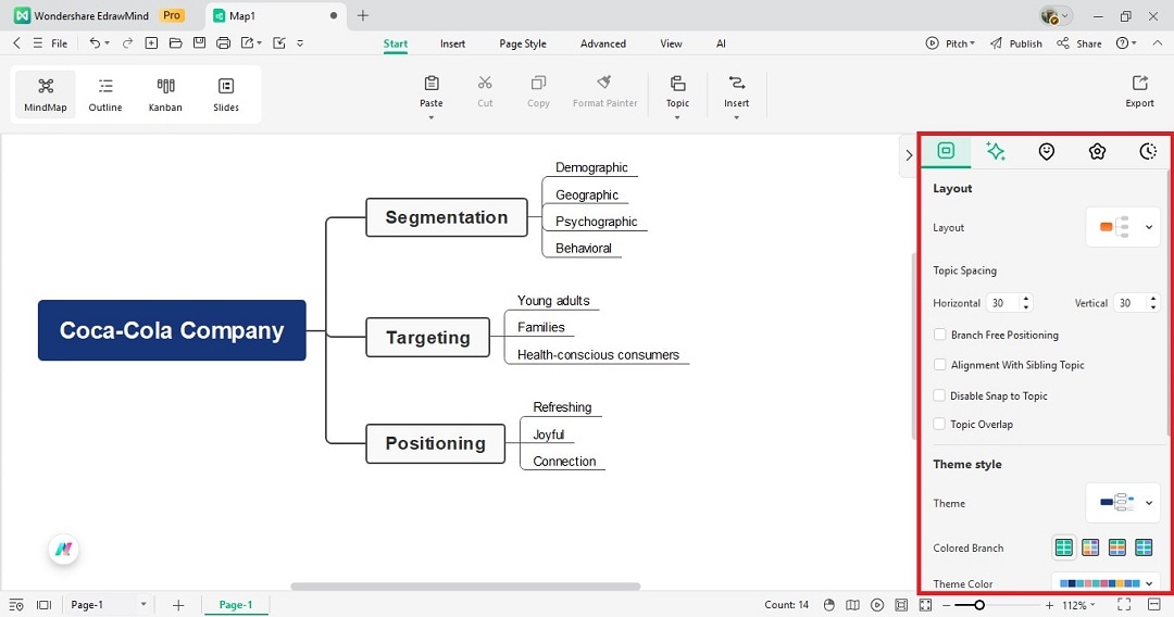 Customize Coca-Cola STP mind map