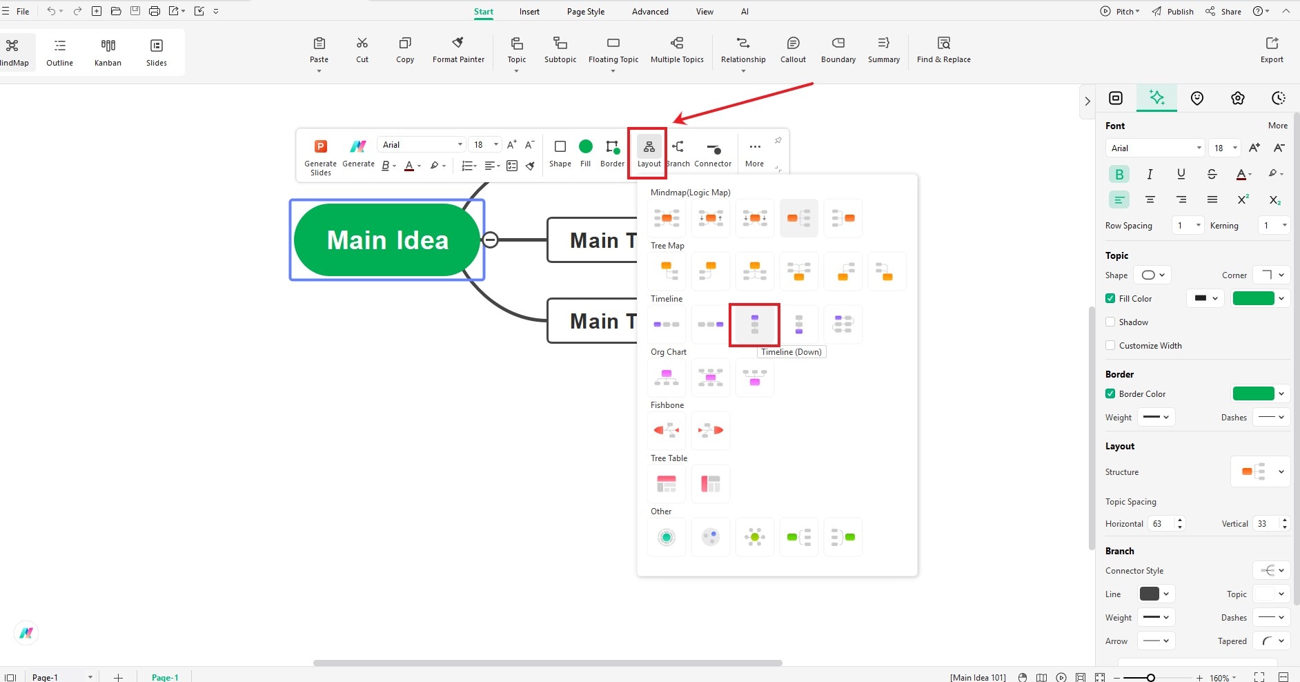select timeline layout