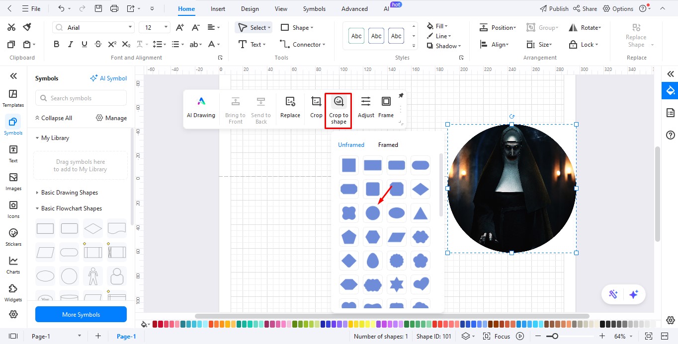 change image shape in edrawmax