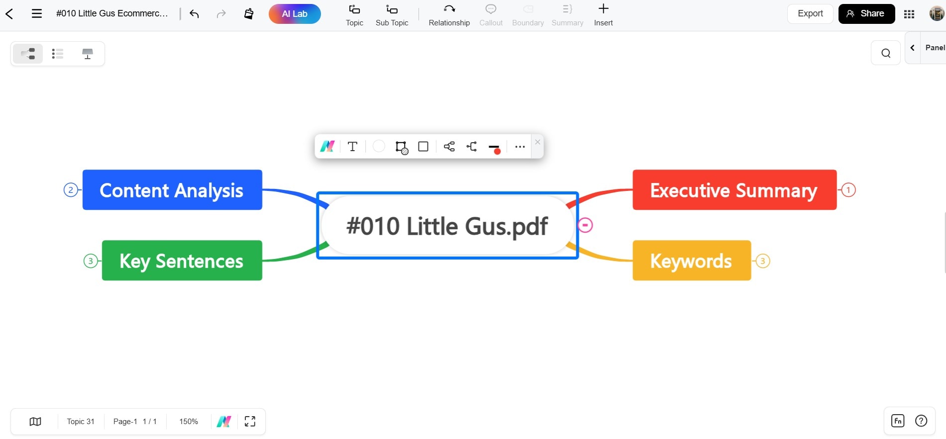 editing the mind map